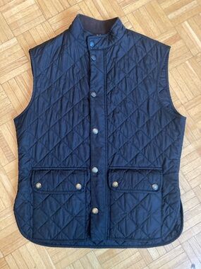 Barbour Black Quilted Snap-Front Vest